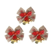 Bows For Christmas Tree,Mini Christmas Bow Decorations Red Burlap Wreaths Bows with Bells Small Christmas Tree Topper Bows for Wedding Party Farmhouse Decoration Ornaments (10PCS)