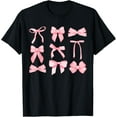 thumbnail image 1 of Bows Coquette Bow Coquette Aesthetic Preppy Girly Girl T-ShirtMen and women, Black T-shirt, size: Extra large, 1 of 4