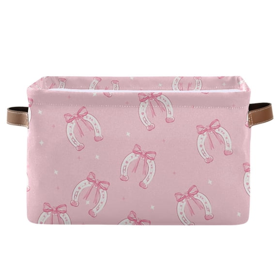 Bows Horseshoes Foldable Storage Large Fabric Storage Baskets Organizer Storage Bins with Handles for Home Office