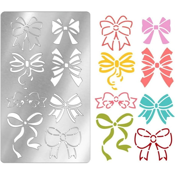 Bows Metal Stencil for Craft Wood Burning Stainless Steel Painting Stencils for Journaling Reusable Template for Drawing Scrapbooking on Paper Fabric Birthday Gift Making 1pc