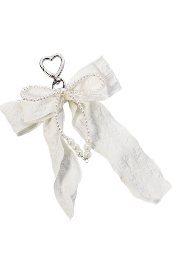 Bows Pearl Keychain Charm for Women, Aesthetic Bag Purse Backpack Pendant Decor Valentines