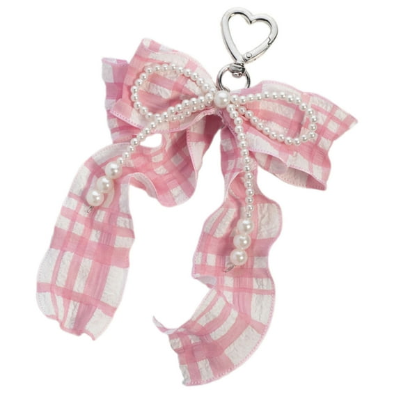 Bows Pearl Keychain Charm for Women, Aesthetic Bag Purse Backpack Pendant Decor Valentines