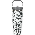 thumbnail image 1 of Bows Ribbon Black Cute Tumbler with Lid And Straw 30oz Stainless Steel Cup Insulated Water Bottle, Large Capacity Car Cup, Leakproof Travel Tumbler Coffee Mug with Handle, 1 of 6