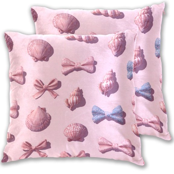 Bows Shells 3d Throw Pillow Covers Pillowcases 16 x 16 Inch Home Decor 2 Packs for Bedroom Sofa