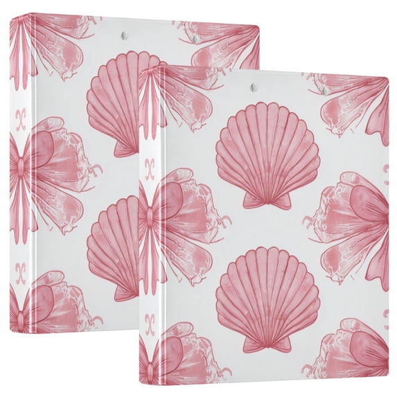 Bows Shells in Pink Color Round Ring Binder 3 Rings 1.5
