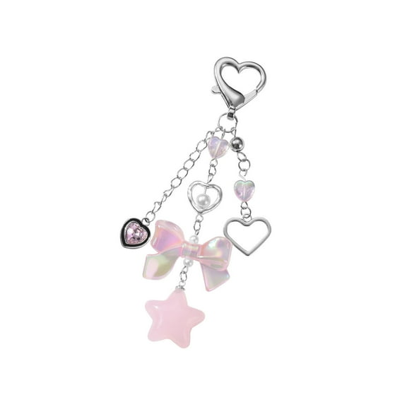 Bows Star Heart Keychain Aesthetic Keychain Accessories Car Key Rings Purse Handbag Backpack Bag Charms for Womens