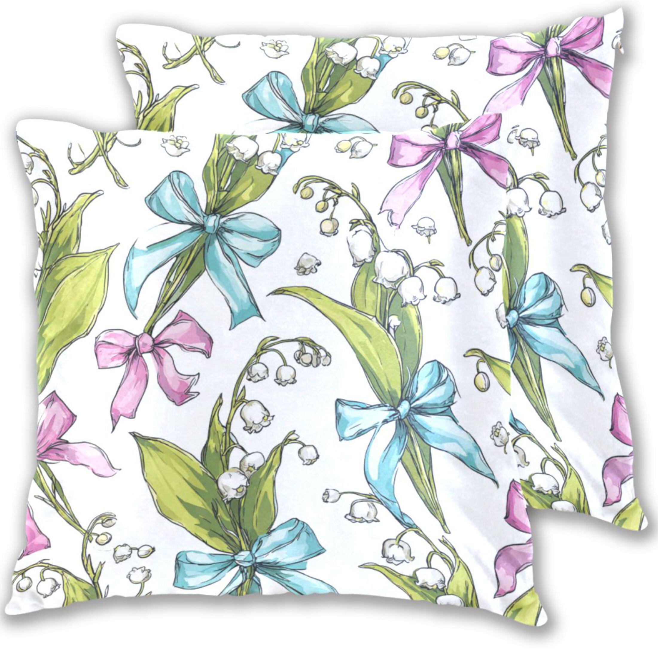 Bows Tie on Flowers Throw Pillow Covers Pillowcases 18 x 18 Inch Home