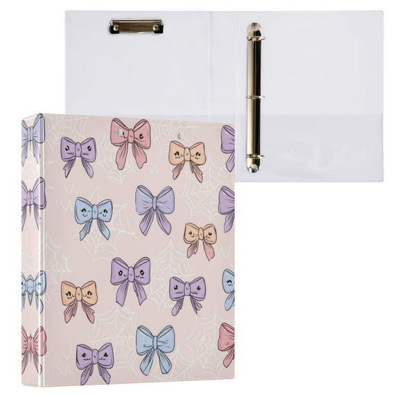 Bows and Spider Webs 3 Ring Hardcover Binders 1.5in Round Rings for Letter-Size Folder Paper Organizer Pockets for Office Student Recipe