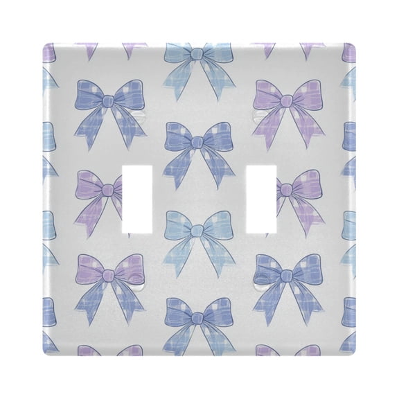 Bows in Blue and Purple Light Switch Cover Electrical Outlet Cover Replaceable Wall Plates 2-Gang