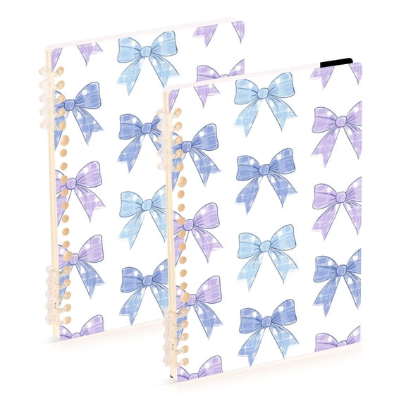 Bows in Blue and Purple Notebook Detachable Coil Notebook Diary Plan Book A5 Size 60 Pages 1 Pack