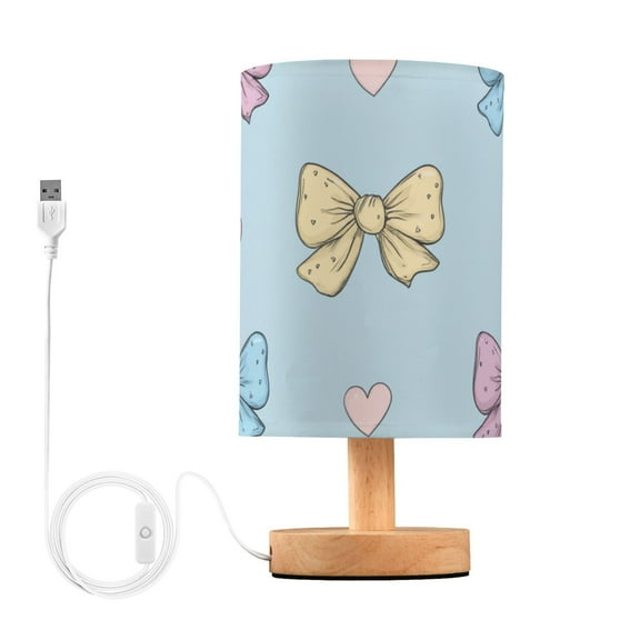 Bows with Hearts Cute Valentine Table Lamp with USB Port LED Warm Light Lamp Night Light Home Decor