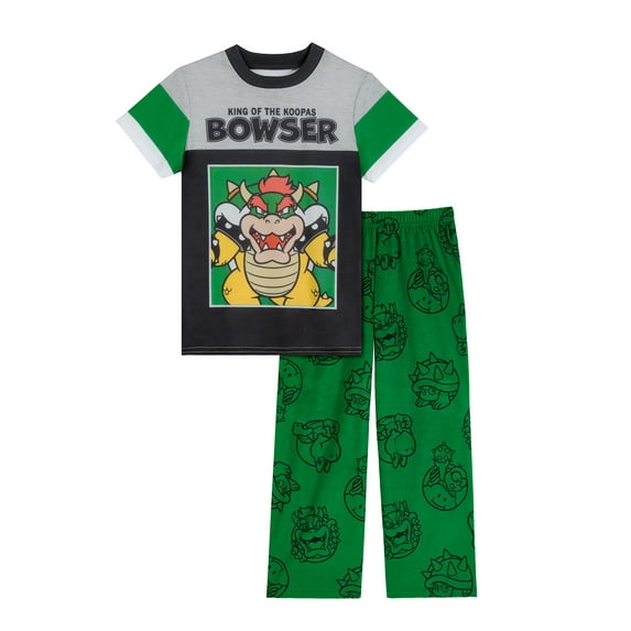 Bowser Boys Short Sleeve Top and Sleep Pants Pajama Set, 2-Piece, Sizes 4-16