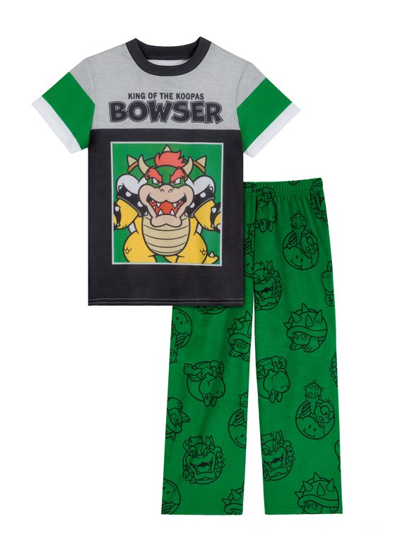Bowser Boys Short Sleeve Top and Sleep Pants Pajama Set, 2-Piece, Sizes 4-16