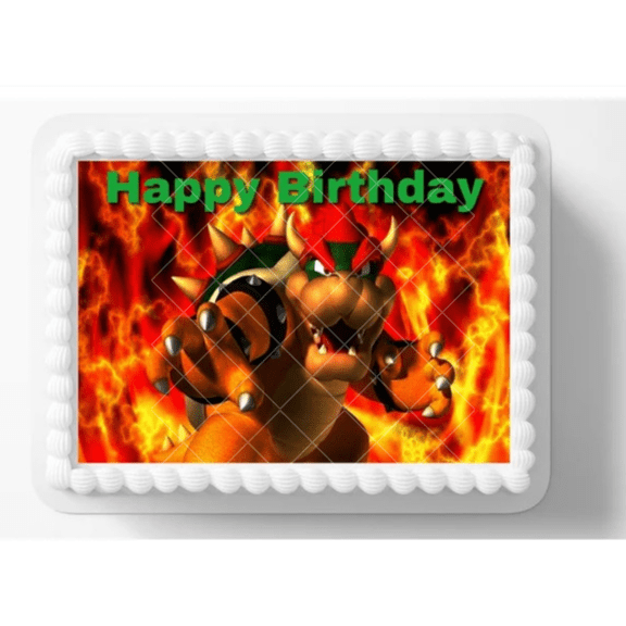 Bowser Edible Image Edible Birthday Cake Topper Frosting Sheet Icing Paper Cake Decoration Edible Cake Sticker Decal You Add To Your Own Cake 10" by 8"