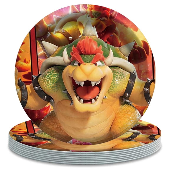 Bowser King Koopa Themed Birthday Disposable Tableware - 7 Inch Paper Plates Party Supply Decorations