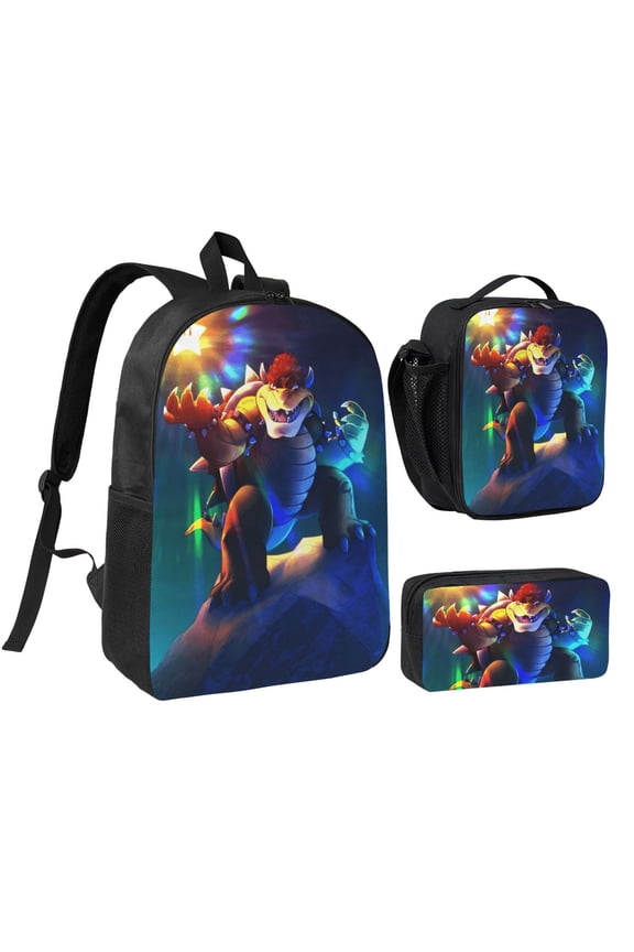 Bowser Three piece backpack set young backpack combination backpack lunch bag pencil case