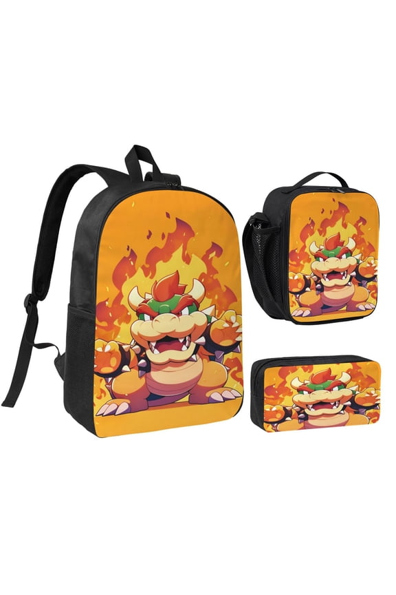 Bowser Three piece backpack set young backpack combination backpack lunch bag pencil case
