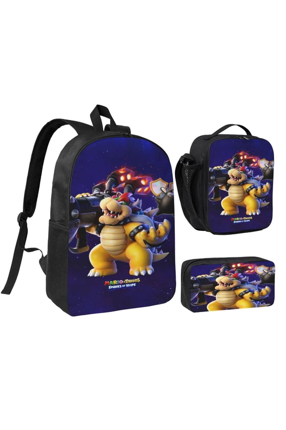 Bowser Three piece backpack set young backpack combination backpack lunch bag pencil case