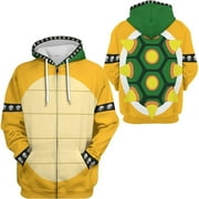 TYOMOYT Bowser cosplay costume hoodie，Adult 3D printed full zip hoodie