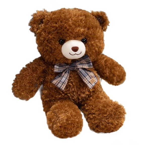 Bowtie Bear Plush Toy 13.78 Inch Huggable Companion for Home Decor Comfort Gift(Brown)
