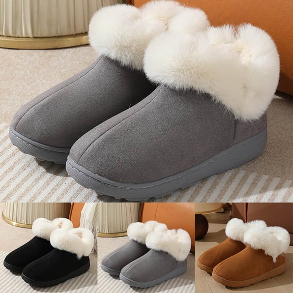 Bowtie Slippers For Women Cute Fluffy Slippers Dalmatian Shoes Warm Winter Wear Home Cozy Furry Soft Indoor Shoes Black 36