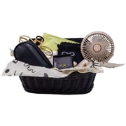 Powers Handmade Gifts Bowtiful Personal Care Gift Basket, Female Birthday, Black Polka Dot, 7.0" H x 10.0" W