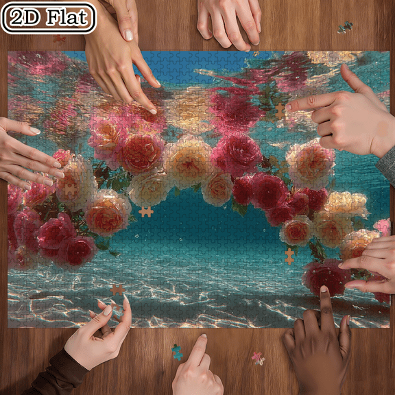A Box of (1000pcs) Adult Mini Puzzles, with Sea Flower Secret Realm Design, Suitable for Adults, Family Entertainment, Home Decoration, Halloween, Christmas, And Gift Ideas for Challenging The B