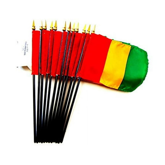 Box of 12 Mini 4"x6" Guinea Miniature Desk & Table Flags; 12 American Made Small Mini Guinean Flags