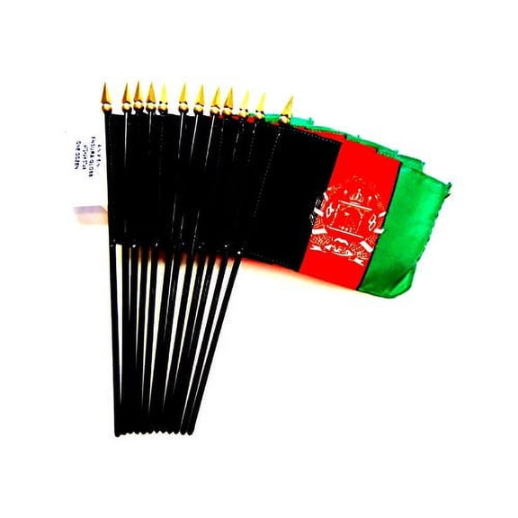Box of 12 Mini Afghanistan Desk & Table Flags (4"x6") - High-Quality American-Made Afghan Flags