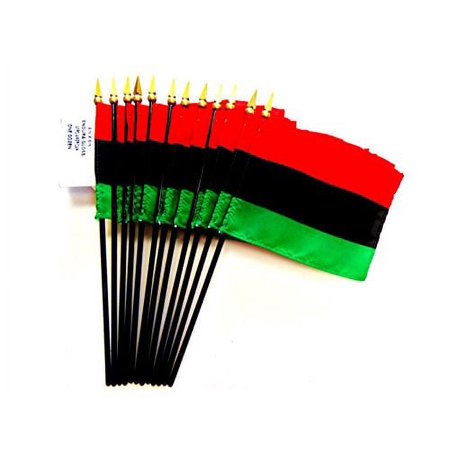 Box of 12 Mini Afro American Desk & Table Flags (4"x6") - High-Quality American-Made African American Flags
