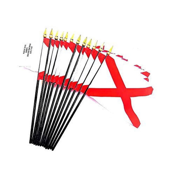 Box of 12 Alabama 4"x6" Miniature Desk & Table Flags; 12 American Made Small Mini Alabama State Flags in a Custom Made Cardboard Box Specifically Made for These Flags
