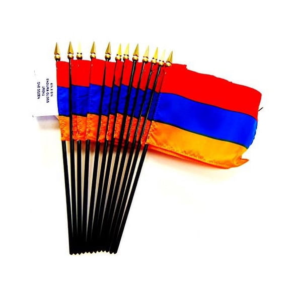 Box of 12 Mini Armenia Desk & Table Flags (4"x6") - High-Quality American-Made Armenian Flags