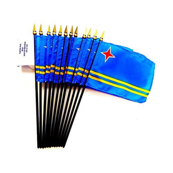 Box of 12 Mini Aruba Desk & Table Flags (4"x6") - High-Quality American-Made Aruba Flags