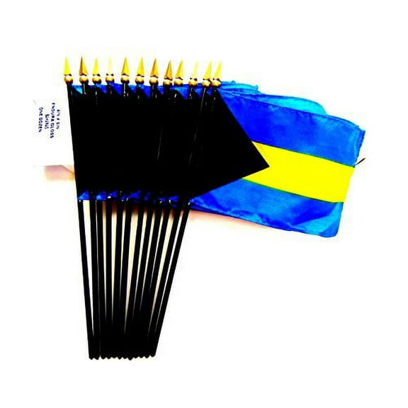 Box of 12 Mini Bahamas Desk & Table Flags (4"x6") - High-Quality American-Made Bahamanian Flags