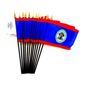 Box of 12 Mini Belize Desk & Table Flags (4"x6") - High-Quality American-Made Belizean Flags