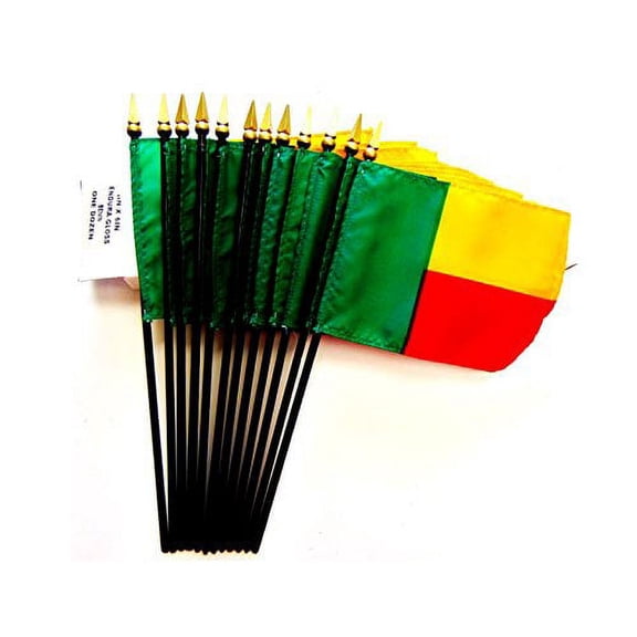 Box of 12 Mini Benin Desk & Table Flags (4"x6") - High-Quality American-Made Beninese Flags