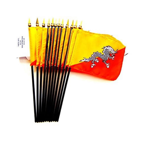 Box of 12 Mini Bhutan Desk & Table Flags (4"x6") - High-Quality American-Made Bhutanese Flags