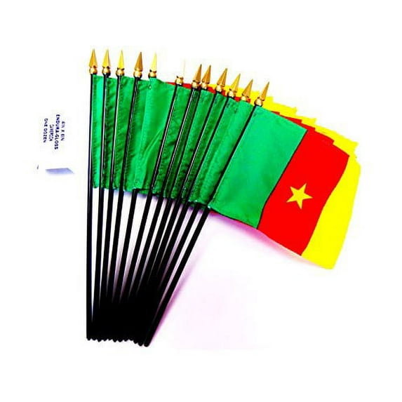 Box of 12 Mini Cameroon Desk & Table Flags (4"x6") - High-Quality American-Made Cameroonian Flags
