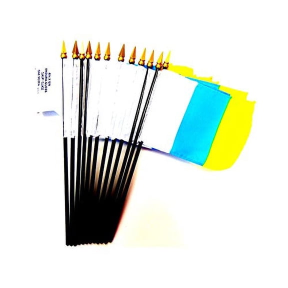 Box of 12 Canary Islands 4"x6" Miniature Desk & Table Flags; 12 American Made Small Mini Canary Islander Flags in a Custom Made Cardboard Box Specifically Made for These Flags