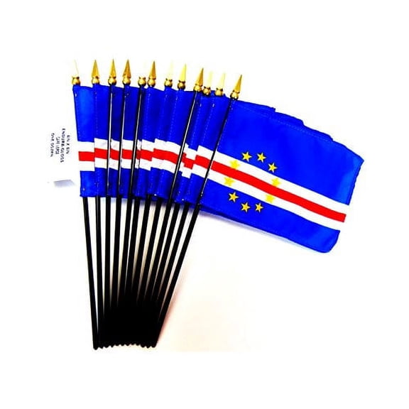 Box of 12 Mini Cape Verde Desk & Table Flags (4"x6") - High-Quality American-Made Cape Verde Flags