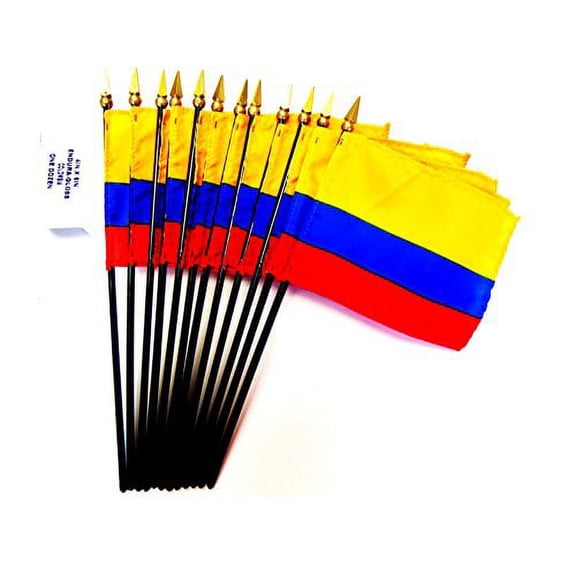 Box of 12 Mini Colombia Desk & Table Flags (4"x6") - High-Quality American-Made Colombian Flags