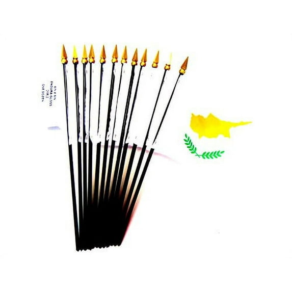 Box of 12 Mini Cyprus Desk & Table Flags (4"x6") - High-Quality American-Made Cyprian Flags