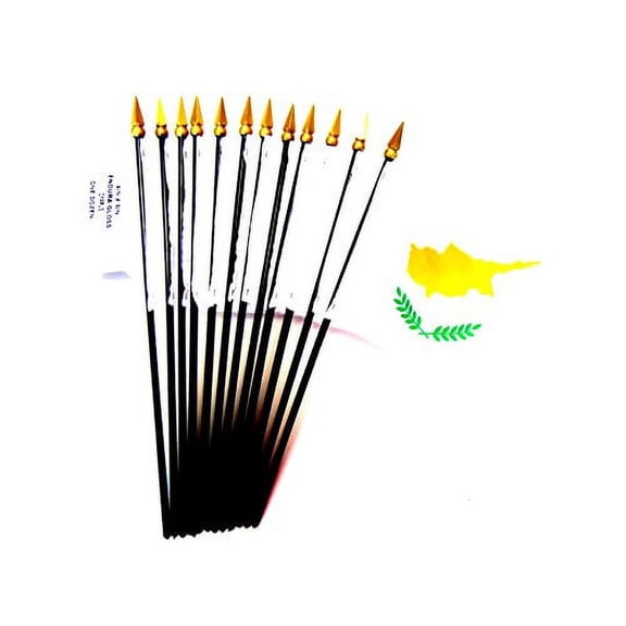 Box of 12 Mini Cyprus Desk & Table Flags (4"x6") - High-Quality American-Made Cyprian Flags