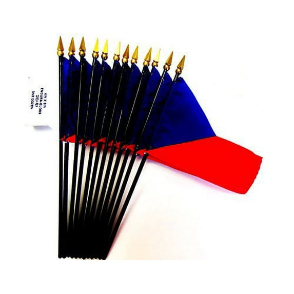 Box of 12 Czech Republic 4"x6" Miniature Desk & Table Flags; 12 American Made Small Mini Czech Flags in a Custom Made Cardboard Box Specifically Made for These Flags
