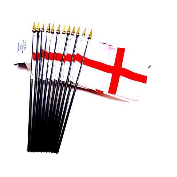 Box of 12 Mini England Saint George Cross Desk & Table Flags (4"x6") - High-Quality American-Made English Cross Flags