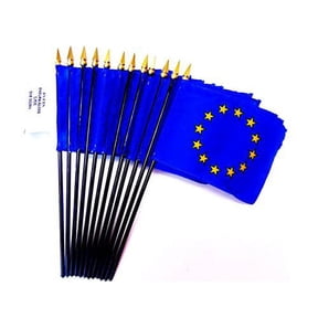 Box of 12 Mini European Union Desk & Table Flags (4"x6") - High-Quality American-Made EU Flags