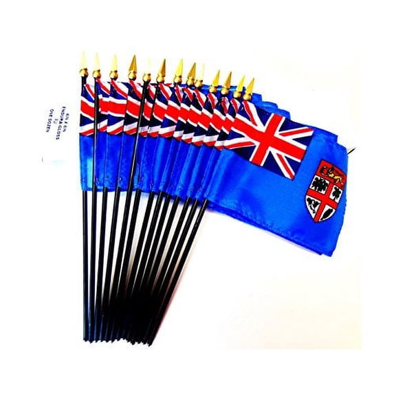 Box of 12 Mini Fiji Desk & Table Flags (4"x6") - High-Quality American-Made Fijian Flags