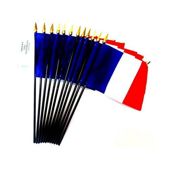 Box of 12 Mini France Desk & Table Flags (4"x6") - High-Quality American-Made French Flags