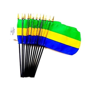 Box of 12 Mini Gabon Desk & Table Flags (4"x6") - High-Quality American-Made Gabonese Flags