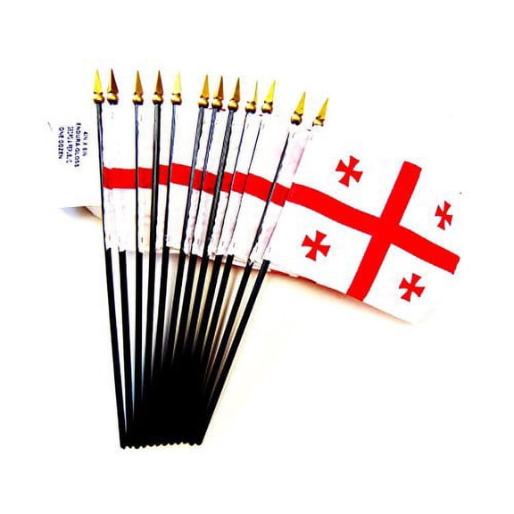 Box of 12 Mini Georgia Republic Desk & Table Flags (4"x6") - High-Quality American-Made Georgian Flags